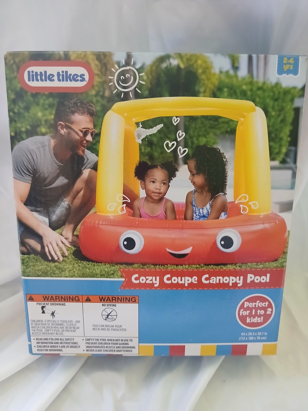 Little Tikes Cozy Coupe Canopy Inflatable Pool w/ Sunshade 35 Gal 44x39.3in